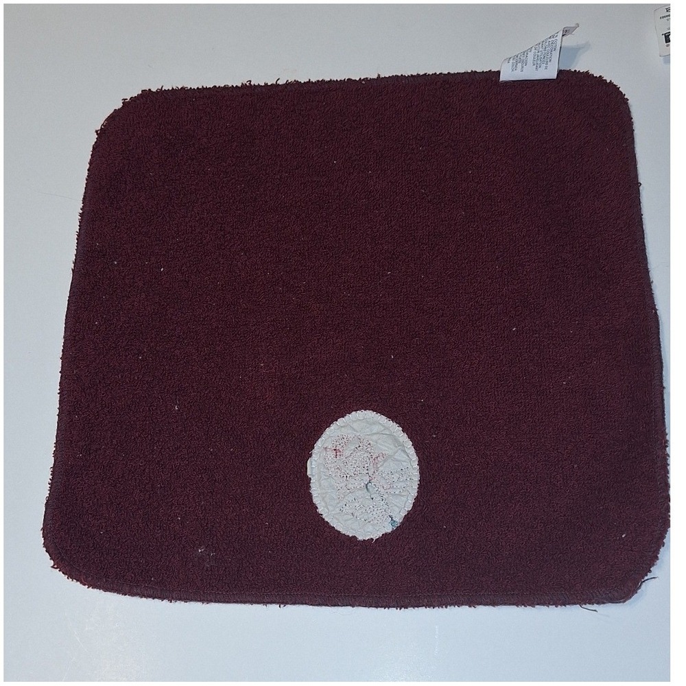 Cannon Vintage Burgundy Towel Set 4pc Pink Rose Floral Applique Cotton Canada - Picture 10 of 16
